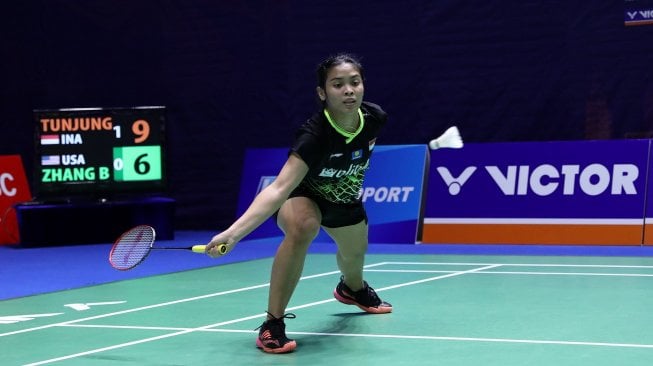 Pebulutangkis tunggal putri Indonesia, Gregoria Mariska Tunjung, terhenti di babak pertama China Open 2019 usai kalah dari Zhang Beiwen (AS), Selasa (17/9). [Humas PBSI]