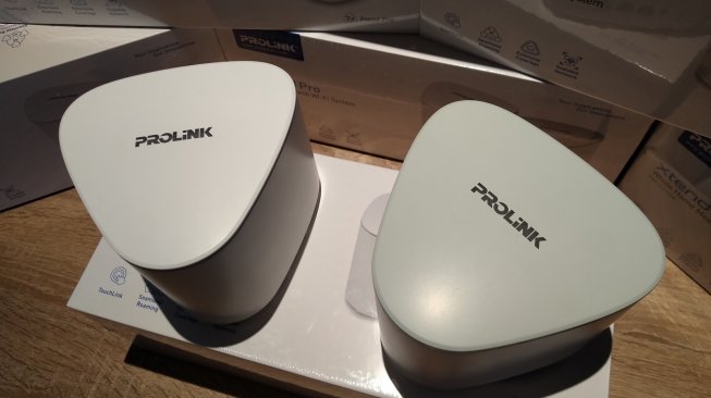 Prolink, pada Selasa (17/9/2019), meluncurkan router wifi Xtend Pro PCR2402M, di Jakarta. [Suara.com/Tivan Rahmat]