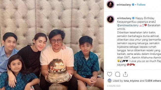 Andre Taulany rayakan ulang tahun bersama istri dan tiga anaknya [Instagram]