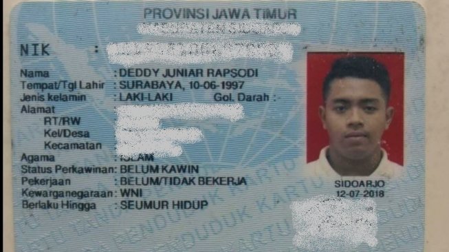 Identitas korban, pengemudi ojol atas nama Deddy Juniar Rapsodi [Suara.com/Dimas Angga Perkasa].