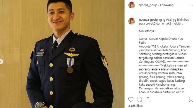  Sersan Kepala Dhuha Yuu Fatih, anggota TNI Angkatan Udara. (@nyonya_gosip/instagram)