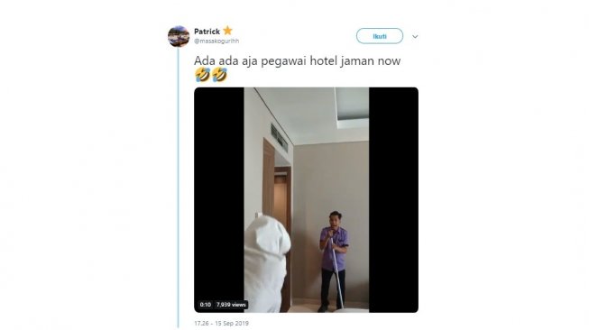 Aksi prank pegawai hotel. [Twitter]