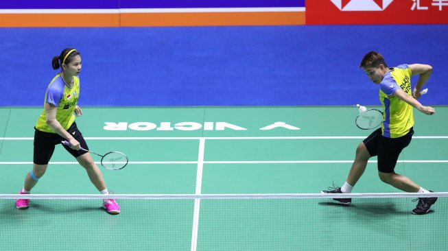 Pasangan ganda putri Indonesia, Greysia Polii/Apriyani Rahayu, memenangi babak pertama China Open 2019 usai mengalahkan wakil Inggris, Chloe Birch/Lauren Smith, Rabu (18/9). [Humas PBSI]