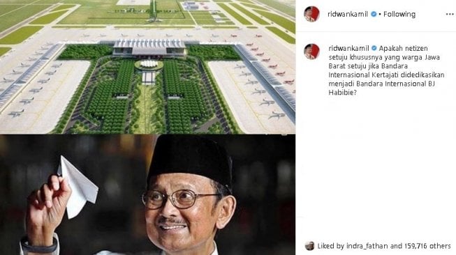 Ridwan Kamil berencana mengganti nama Bandara Kertajati. (Instagram/@ridwankamil)