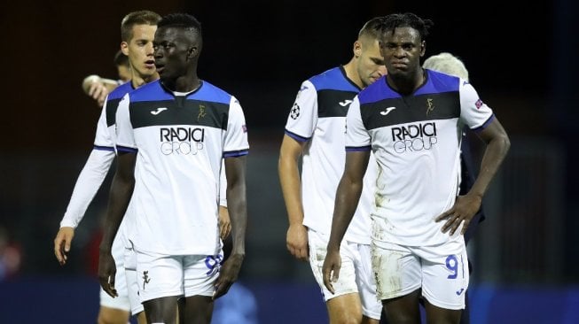 Ekspresi para pemain Atalanta usai laga Liga Champions 2019/2020 kontra Dinamo Zagreb di Stadion Maksimir, Zagreb, Kroasia, Kamis (19/9/2019) dini hari WIB. [Damir SENCAR / AFPDamir SENCAR / AFP]