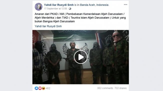 Video Amaran PKAD/AM dan TIAD - (Facebook/Yahdi Ilar Rusydi Smh)