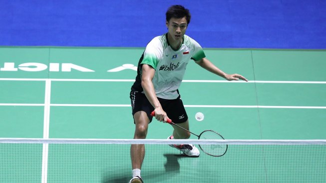 Pebulutangkis tunggal putra Indonesia, Shesar Hiren Rhustavito, kalah di babak kedua China Open 2019 dari Angus Ng Ka Long (Hong Kong), Kamis (19/9). [Humas PBSI]