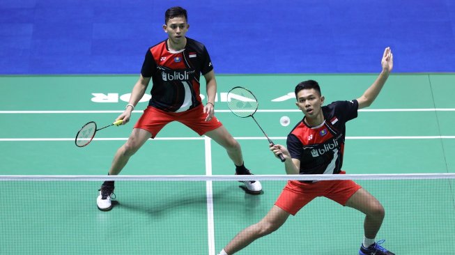 Pasangan ganda putra Indonesia, Fajar Alfian/Muhammad Rian Ardianto, melaju ke babak perempat final China Open 2019 usai mengalahkan Lu Ching Yao/Yang Po Han (China Taipei), Kamis (19/9). [Humas PBSI]