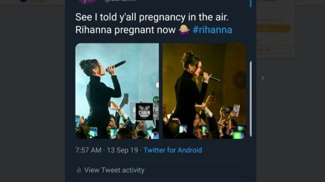 Rihanna perut buncit. (Twitter/ashakiiii)