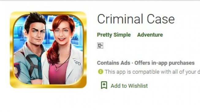 Game Criminal Case di Google Play Store. [Google Play Store]