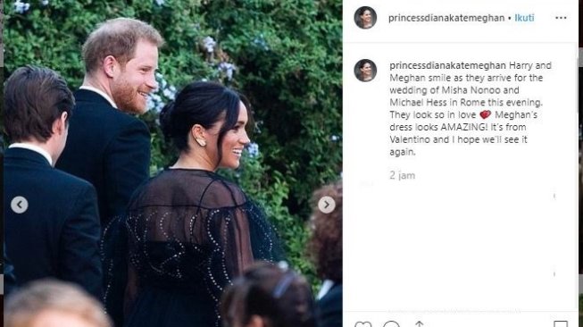 Meghan Markle di pernikahan Misha Nonoo. (Instagram/@princessdianakatemeghan)
