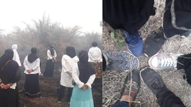 Viral Foto Kumpulan Emak Emak Selfie Di Lokasi Kebakaran Hutan