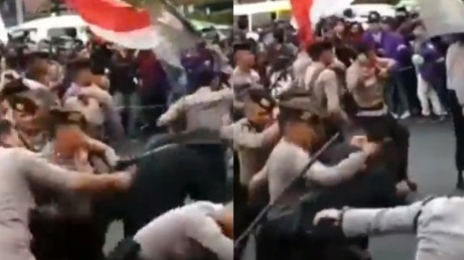 Demo di Bogor, Viral Video Polisi Pukuli Pengunjuk Rasa