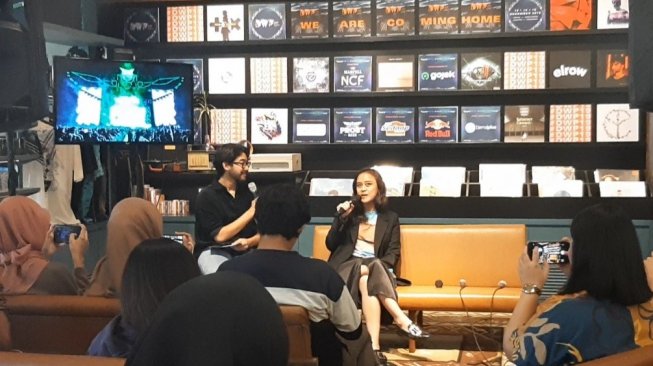 Brand Manager Ismaya Live, Sarah Deshita saat ditemui pada pressconfrence DWP 2019 di Jakarta. [Suara.com/Evi Ariska]