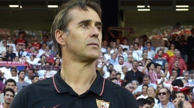 Pelatih Sevilla Julen Lopetegui saat skuatnya menjamu Celta de Vigo di Ramon Sanchez Pizjuan stadium. CRISTINA QUICLER / AFP