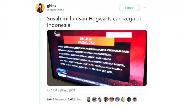 Cuitan warganet soal RKUHP. [Twitter]