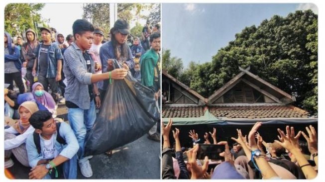 Foto Epik Aksi Gejayan Memanggil, Bersihkan Sampah Hingga Berebut Buah