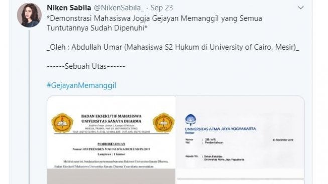 Trending Gejayan Memanggil, Mahasiswa ini Ungkap Tuntutan Sudah Terpenuhi