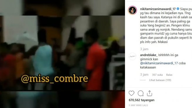 Nikita Mirzani unggah video kekerasan di sebuah pondok pesantren. [Instagram]