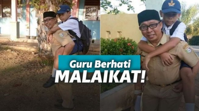 Muridnya Patah Kaki, Guru ini Rela Menggendongnya ke Sekolah!
