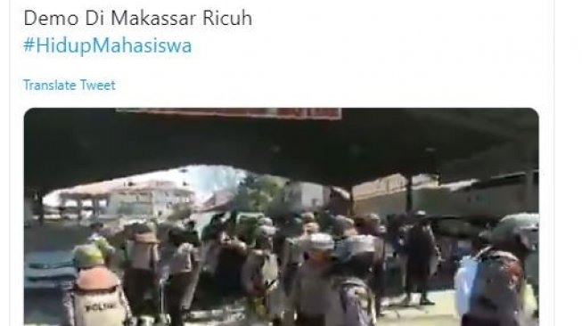 Demo ricuh di Makassar (Twitter)