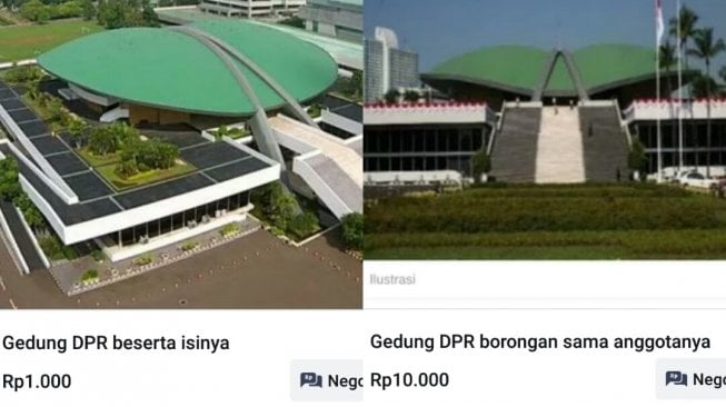 Tangkapan layar dijual Gedung DPR. [Bukalapak]