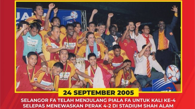 Selangor FA saat menjuarai Piala FA Malaysia 2005, ada Bambang Pamungkas dan Elie Aiboy. (Twitter/@FASelangormy).