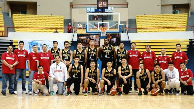 Timnas Basket Indonesia di kejuaraan Hualien Kwan-Fu International Basketball Tournament 2019, Taiwan. [Dok. Perbasi]