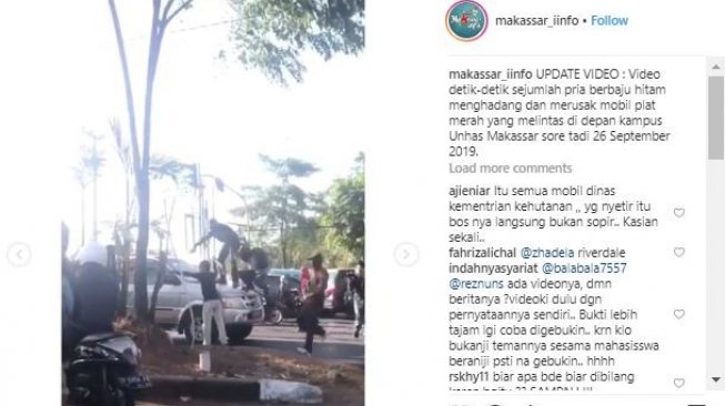 aksi sekelompok pria menghadang mobil (Instagram)