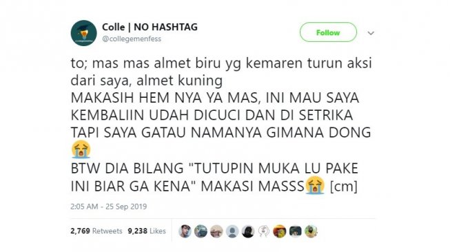 Sisi lain demo mahasiwa. [Twitter]