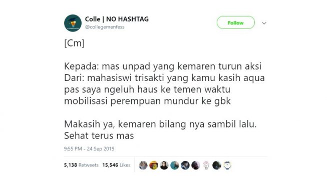 Sisi lain demo mahasiwa. [Twitter]