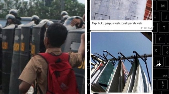 Buku Anak STM Basah Kena Water Cannon, Viral Foto Lagi Jemur Buku