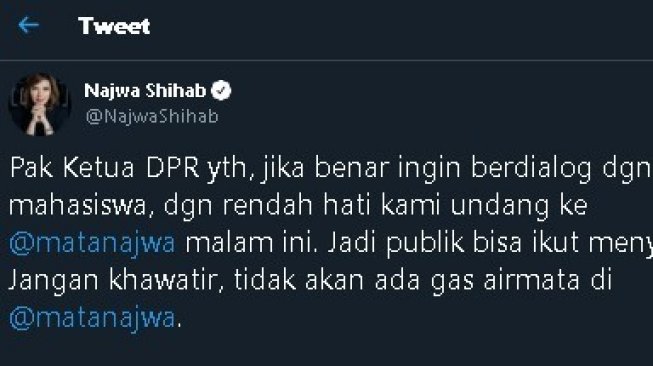 Dapat Undangan Terbuka Mata Najwa Ketua DPR  RI Kunci Akun 