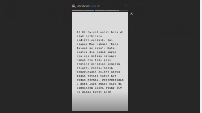 Unggahan Rahmat Ahadi, kakak Faisal Amir - (Instagram/@rahmatahadi)