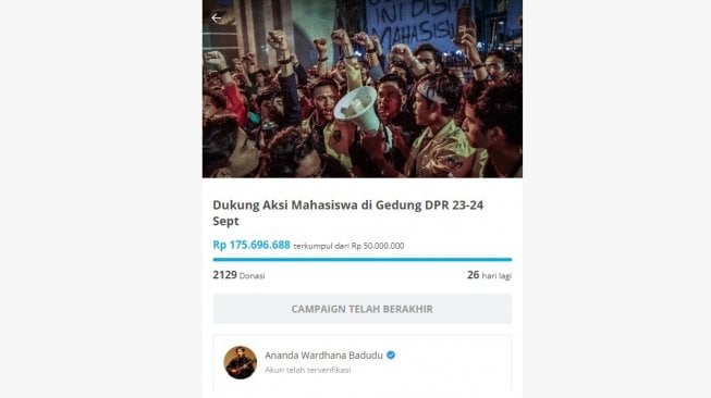 Sumber dana demo mahasiswa. [Kitabisa.com]