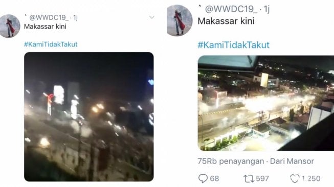 Demo di Makassar berujung ricuh (Twitter)