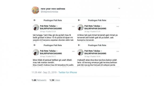 Postingan tukang bakso. [Twitter]