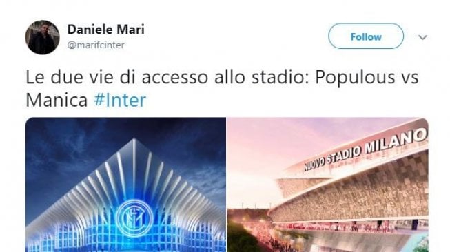 Perbandingan desain stadion karya Populous dan Manica. (Twitter/@marifcinter)