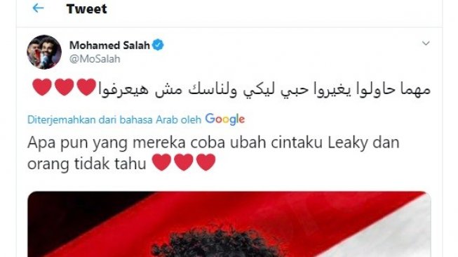Salah satu tangkapan layar tweet Mohamed Salah yang dinilai kecewa terhadap FIFA. [Twitter/@MoSalah]