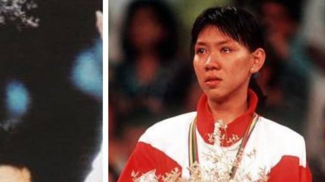 Legenda pebulutangkis Indonesia, Susi Susanti saat menjuarai medali emas di cabang bulutangkis pada Olimpiade Barcelona 1992. (Instagram/@susysusantiofficial)