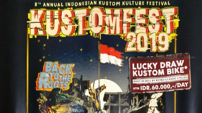 Poster Kustomfest 2019 Back to The Roots. (Mobimoto.com/Praba Mustika)