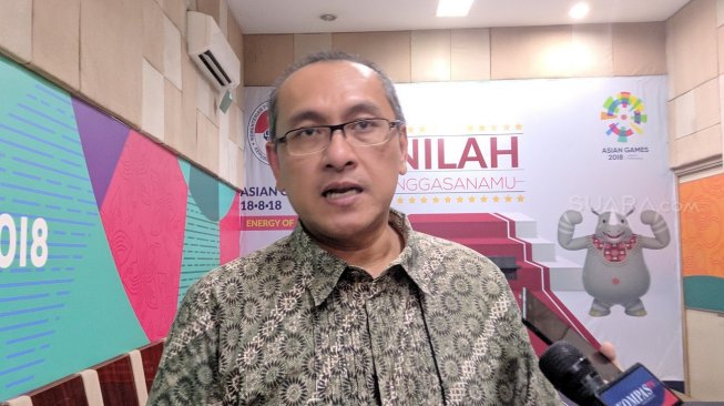 CdM Indonesia untuk SEA Games 2019, Harry Warganegara, di Gedung Kemenpora, Senayan, Jakarta, Senin (30/9/2019). [Suara.com/Arief Apriadi]