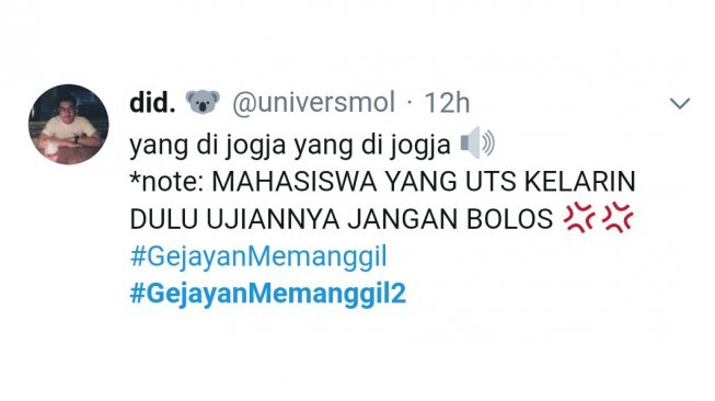 Trending topic, #GejayanMemanggil2. [Twitter]