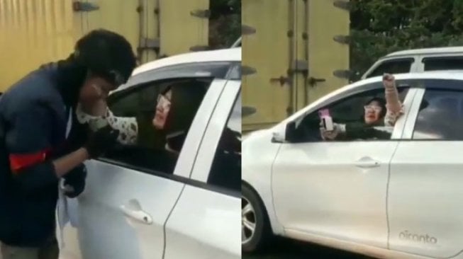 Viral Wanita Tahan Tangis, Dukung Aksi Mahasiswa saat Melintas di Jalan Tol