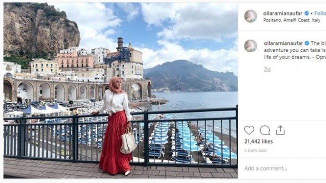 Olla Ramlan liburan ke Italia (instagram.com/ollaramlanaufar)
