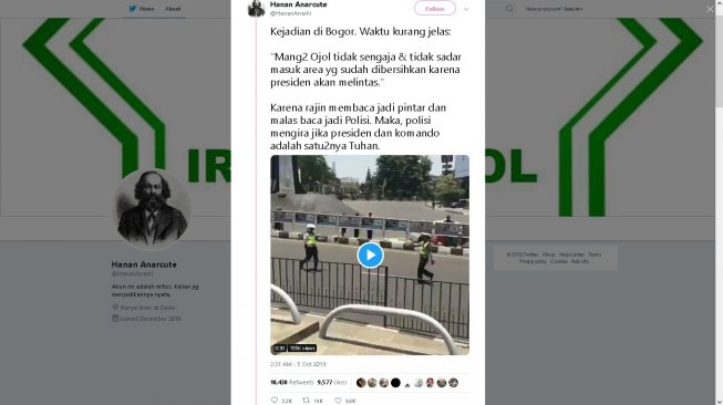 Polisi tendang dan pukul driver ojol - (Twitter/@HananAnarki)