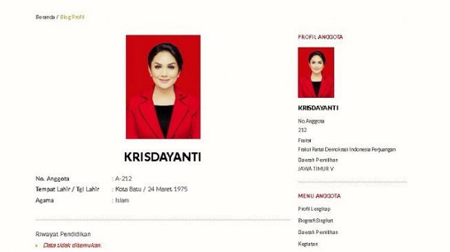 Profil Krisdayanti. (dpr.go.id)