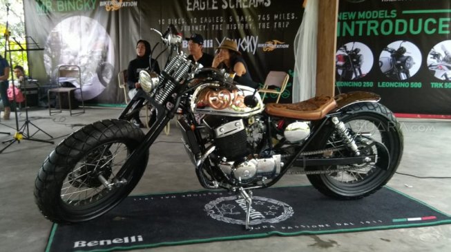 Si Gatot Kaca, motor milik artis Arbani Yasiz yang digarap oleh Mr. Bingky. (Mobimoto.com/Cesar Uji Tawakal)