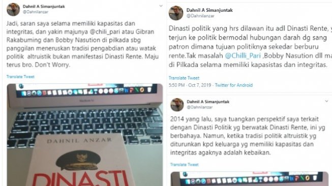 Jubir Ketum Partai Gerindra Prabowo Subianto, Dahnil Anzar Simanjuntak beri tanggapan soal Gibran maju politik. (twitter @Dahnilanzar)