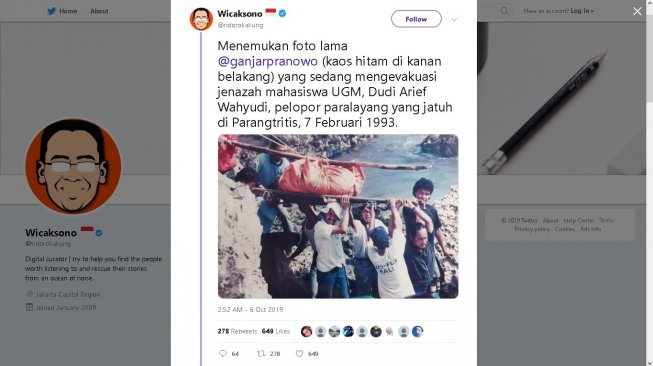 Foto Lawas Ganjar Evakuasi Jenazah Mahasiswa UGM, Rambutnya Disorot